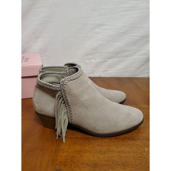 Crown Vintage Tammy Taupe Beige Fringe Suede Bootie Boots Shoes Size 7 - Picture 4 of 8